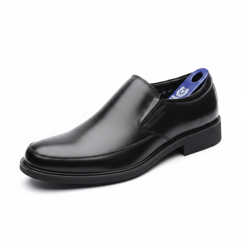 Franco Banetti Men's Black Leather Slip-On Loafer