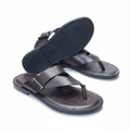Men's Dark Brown Leather Cross-Strap Thong Sandals