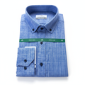 Pure Linen Blue Long Sleeve Button-Down Shirt