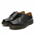 Black Leather 3-Eyelet Oxford Shoes with Yellow Welt Stitching