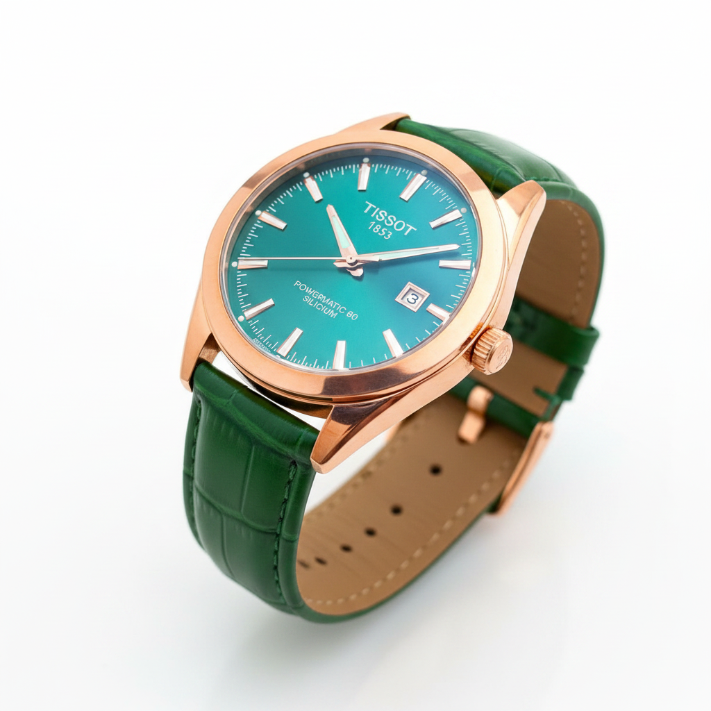 Tissot 1853 Powermatic 80 Teal Dial Rose Gold Watch