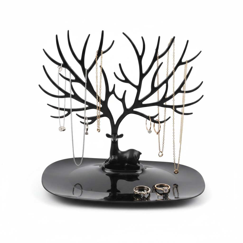 Deer Antler Tree Jewellery Organizer Stand with Tray