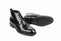 Black Polished Leather Lace-Up Chukka Boots