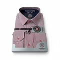 Ferrando Collection Burgundy Striped Long Sleeve Dress Shirt