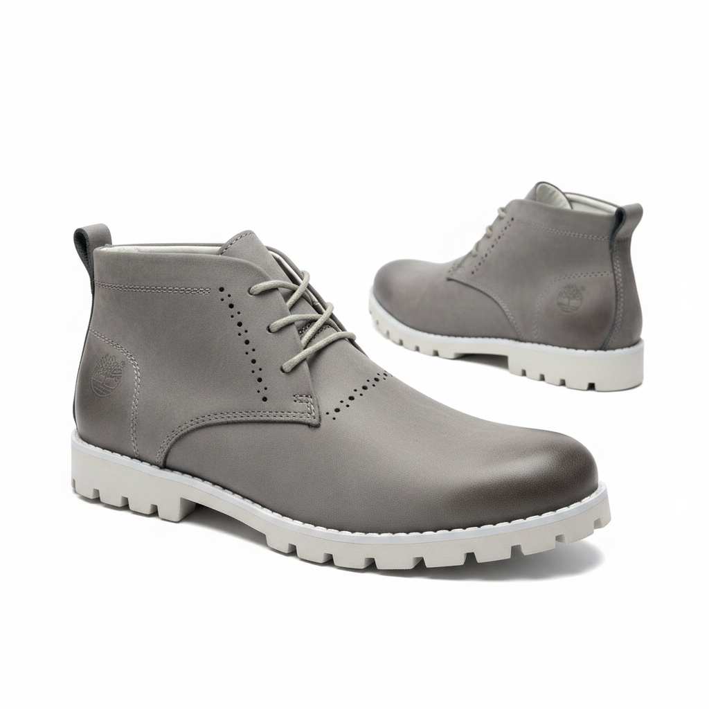 Grey Nubuck Brogue Chukka Boot