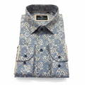 Presidential Men's Dress Shirt – Cream Blue Paisley