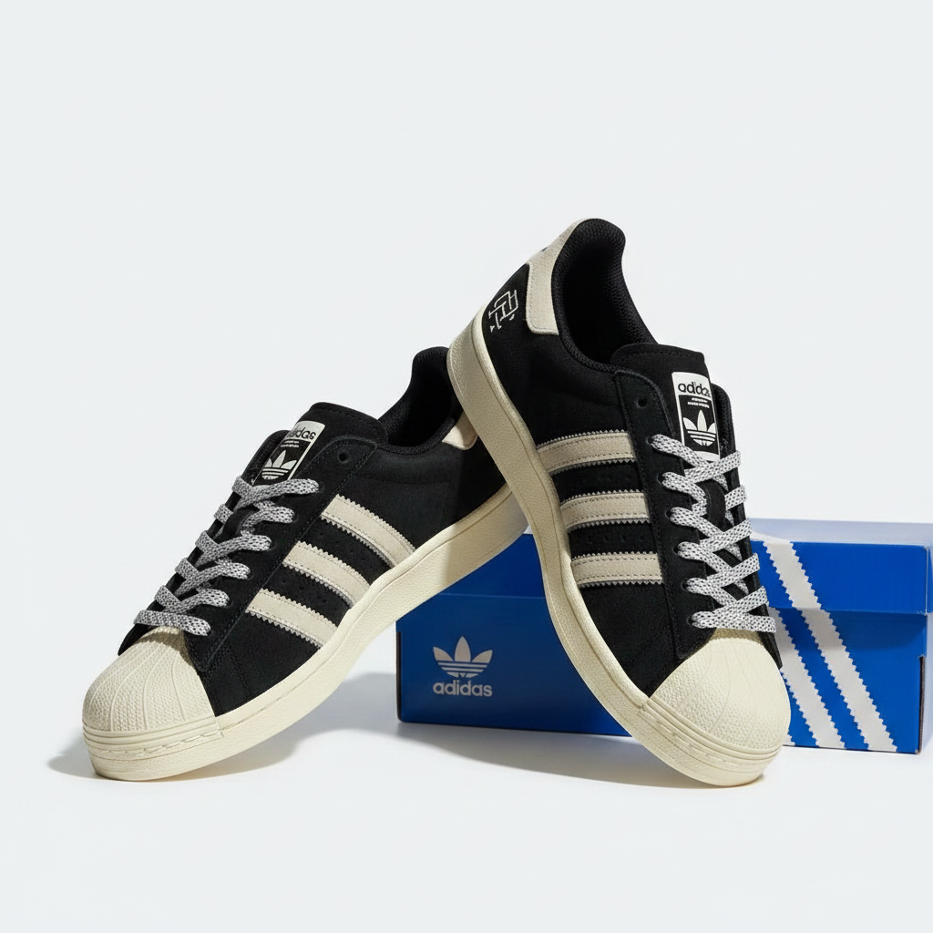 Adidas Superstar Black Cream