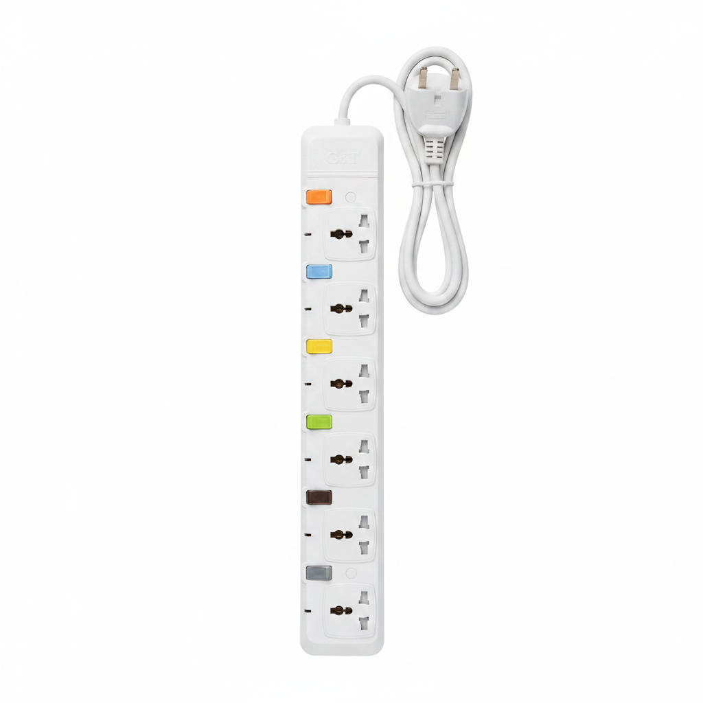 G&T URB-6 Original 6-Way Extension Socket – 3 Meter Cable