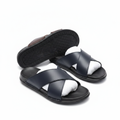 Ecco Men's Cross-Strap Leather Slide Sandals