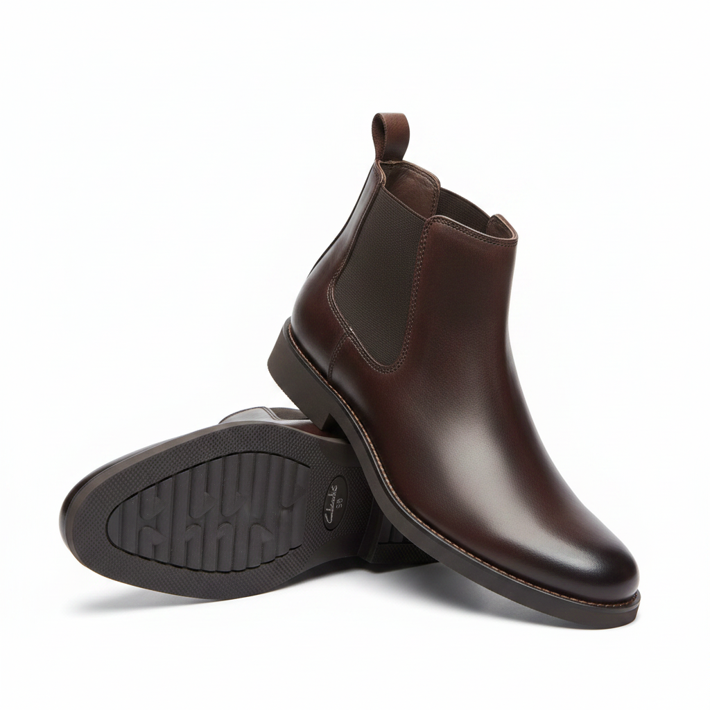 Clarks Dark Brown Leather Chelsea Boots