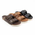 Enova Men's Double Strap Leather Slide Sandals