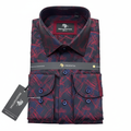 Presidential Men's Dress Shirt – Navy Red Abstract