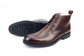 Dark Brown Polished Leather Lace-Up Chukka Boots