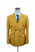 Men's Mustard Yellow Double-Breasted Blazer Set