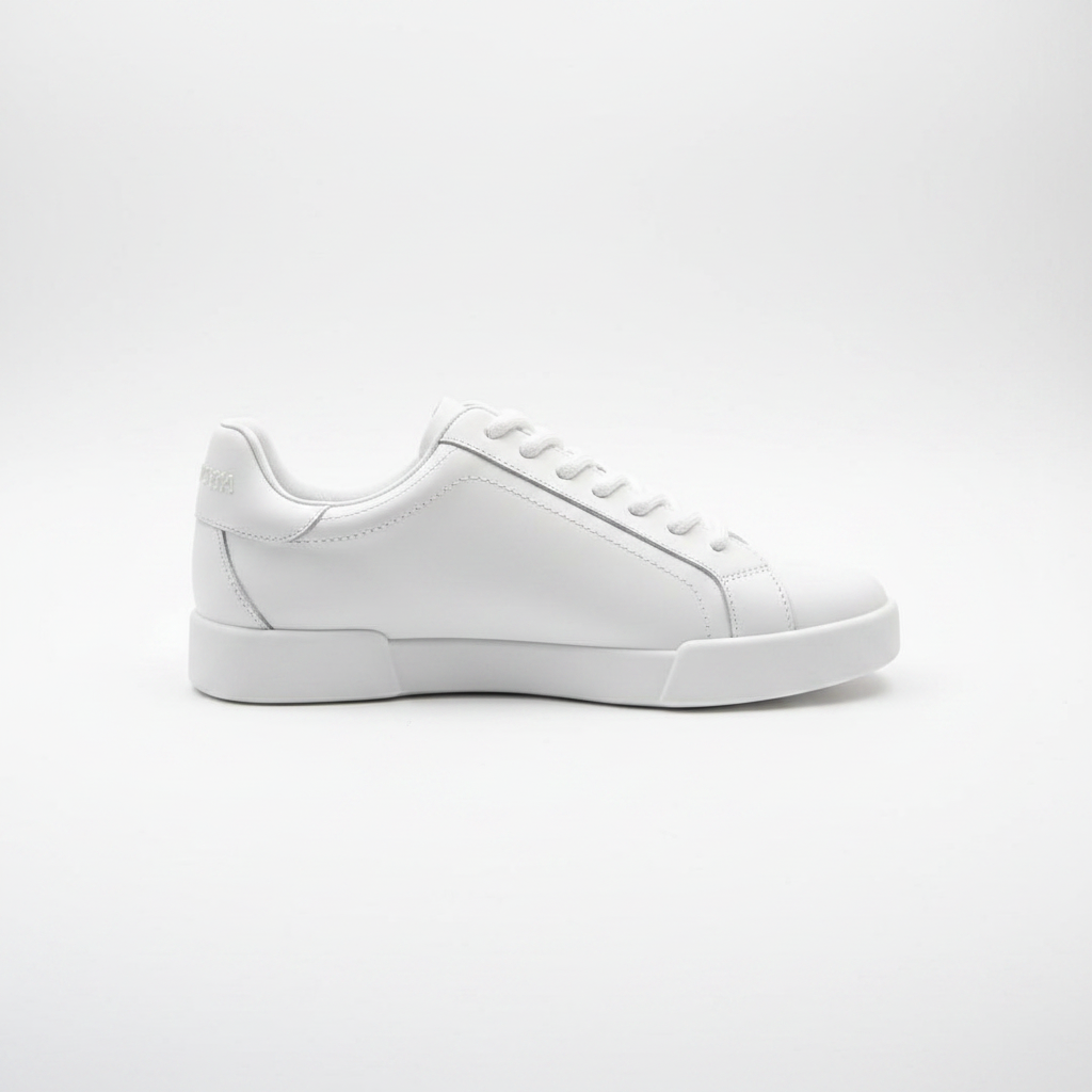 White Leather Low-Top Sneakers