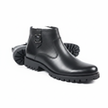 Black Leather Buckle Ankle Boots