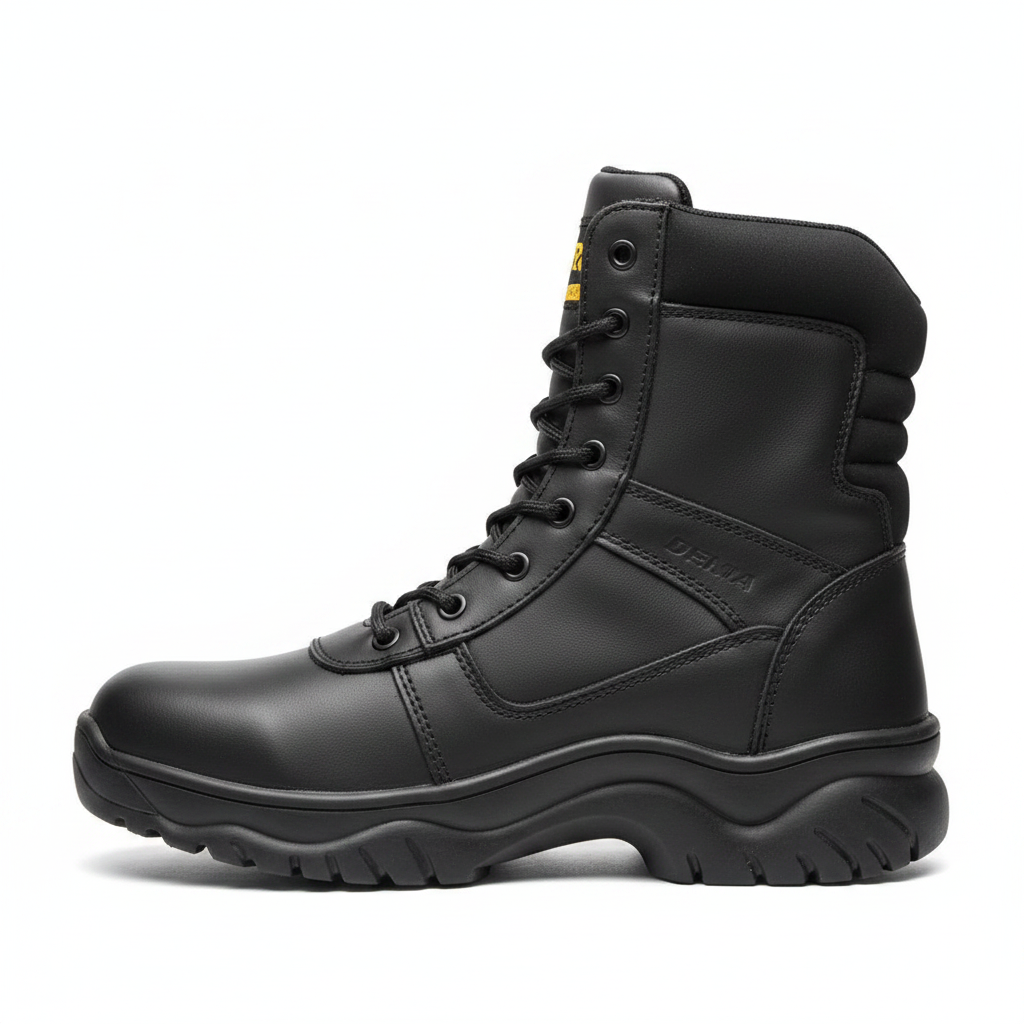 Black Leather Tactical Combat Boot