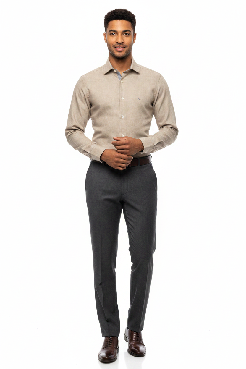 Men's Sand Beige Formal Dress Shirt – Brezzo