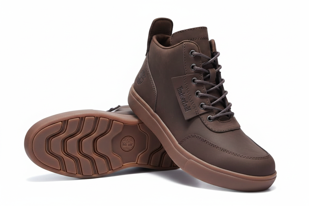 Men's Brown Leather Lace-Up Ankle Boots on white background