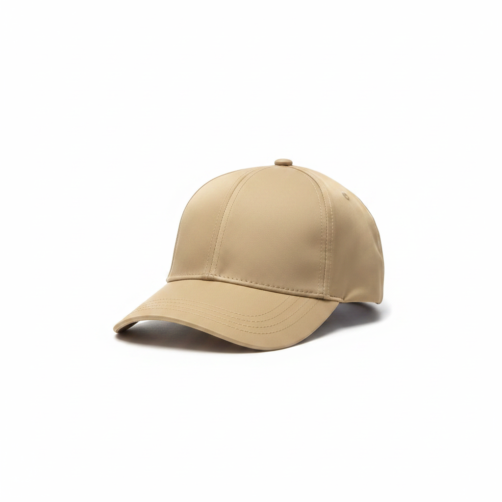 Beige Structured Baseball Cap with Triangle Badge