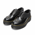 Black Leather Platform Oxford Shoes with Monogram Panel & GG Buckle