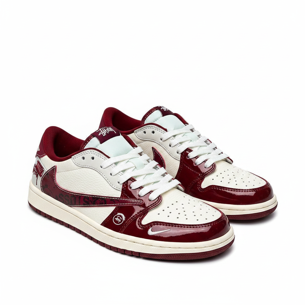 Nike Air Jordan 1 Low x Stussy White/Burgundy