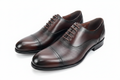 Dark Brown Pebbled Leather Cap-Toe Oxford Dress Shoes