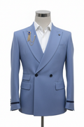 Light Blue Double-Breasted Suit