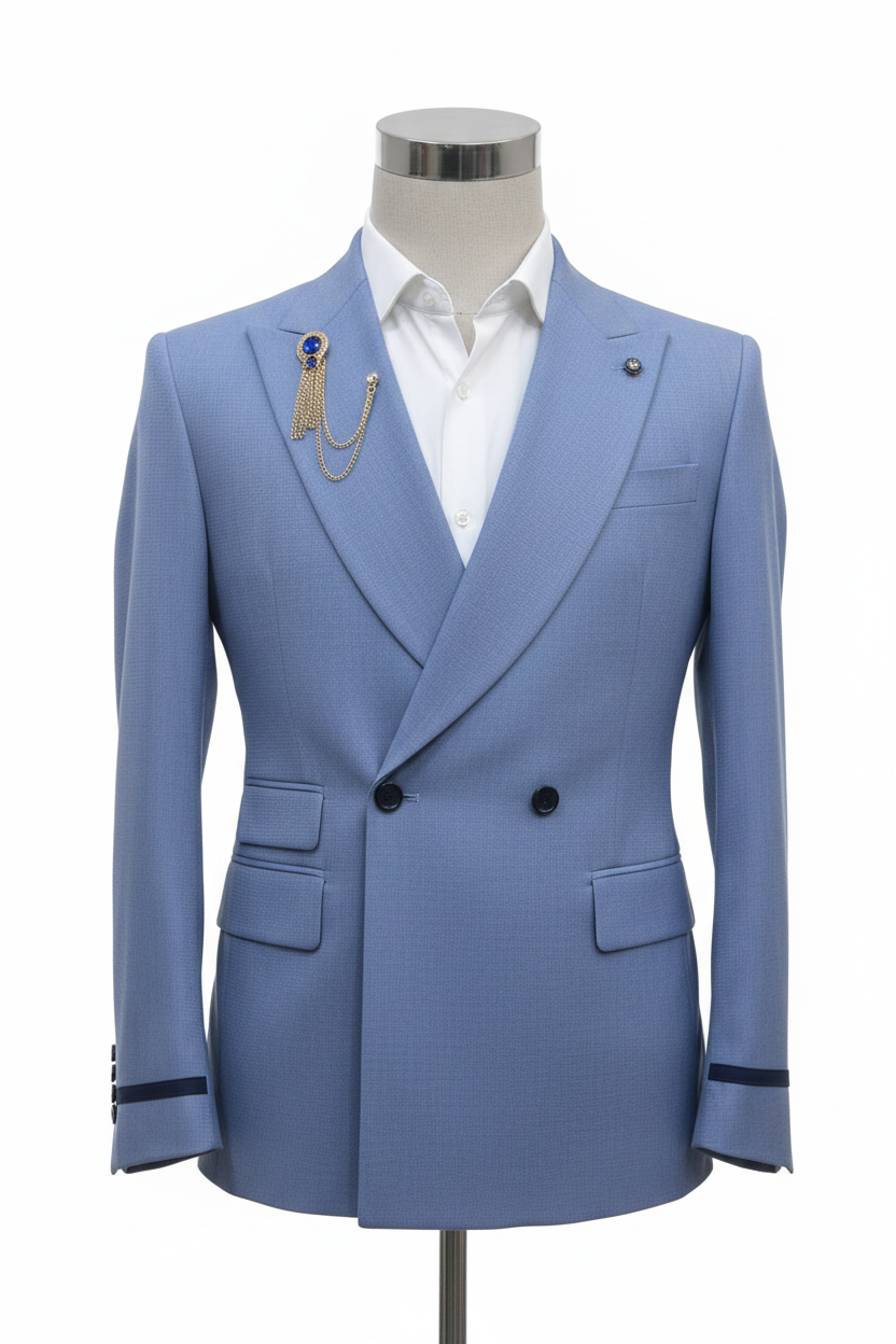 Light Blue Double-Breasted Suit