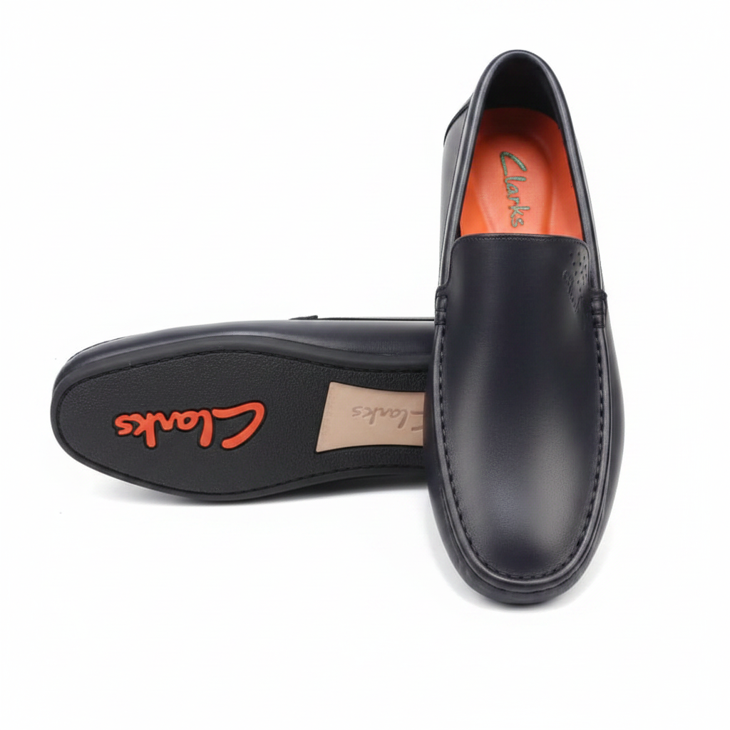 Men's Navy Blue Smooth Leather Slip-On Loafer