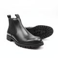 Black Leather Chelsea Boots with Lug Sole