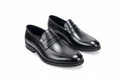 Black Polished Leather Penny Loafer Dress Shoes