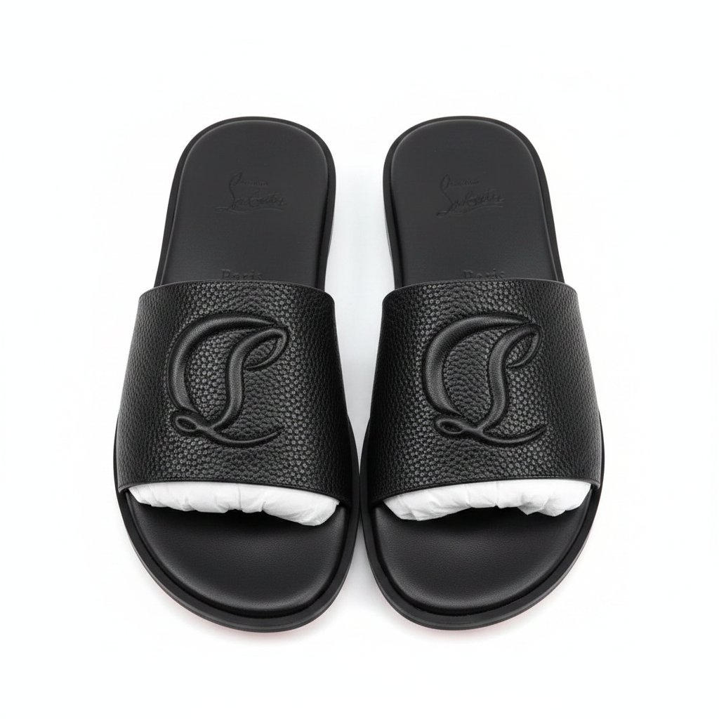 Christian Louboutin Black CL Logo Slide