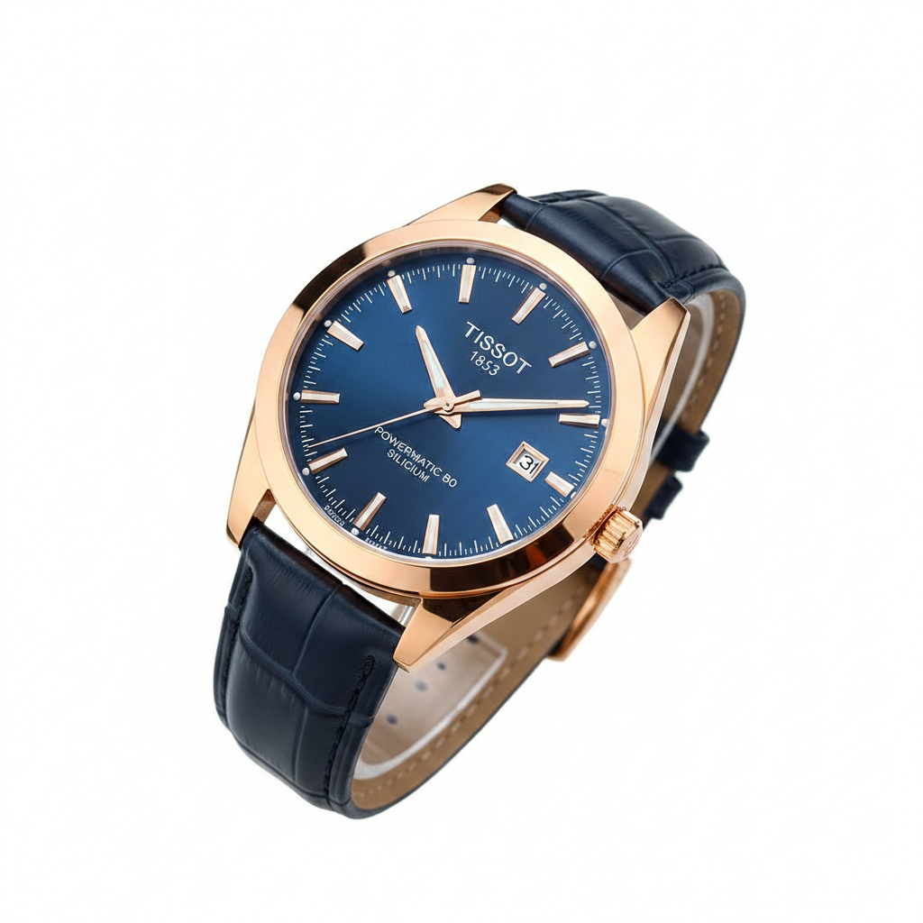 Tissot 1853 Powermatic 80 Blue Dial Rose Gold Watch