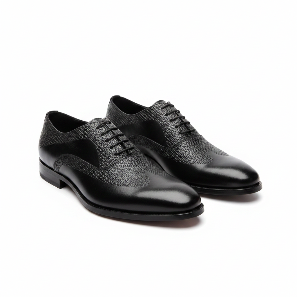 Black Woven Texture Oxford Dress Shoes