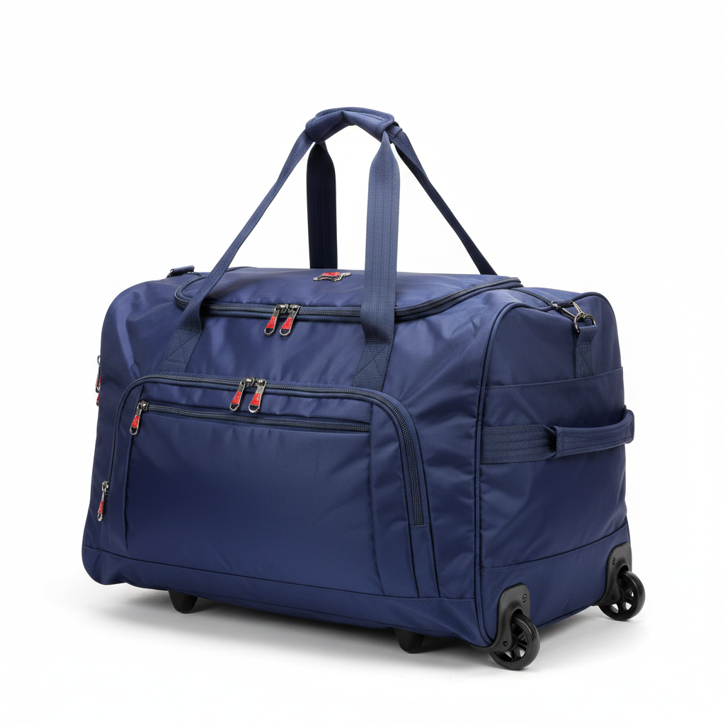 Navy Blue Wheeled Travel Duffel Bag