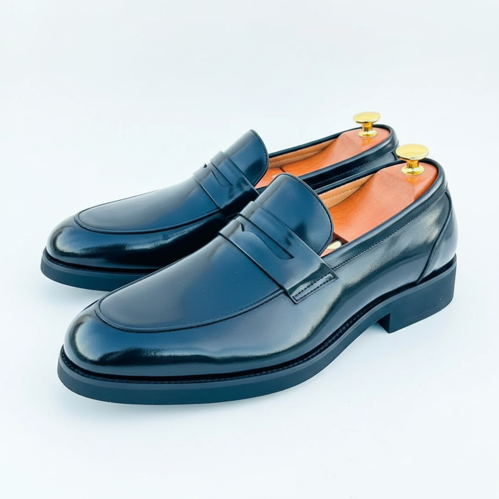 Black Patent Leather Penny Loafer Dress Shoes