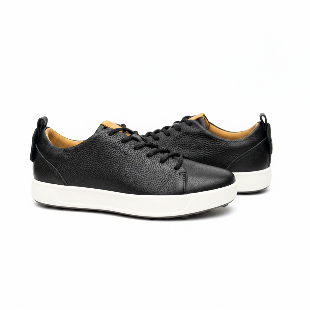 Black Pebbled Leather Low-Top Sneaker