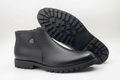 Black Leather Badge Zip Ankle Boots
