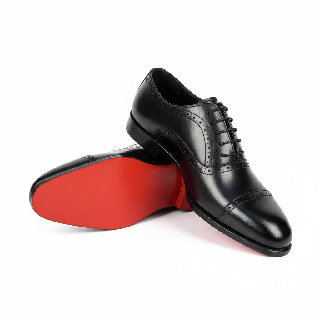 Black Red Sole Oxford Brogue Dress Shoes