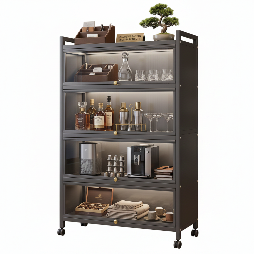 Luxury 4-Tier Rolling Bar & Storage Shelf