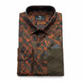 Presidential Men's Dress Shirt – Black Orange Abstract