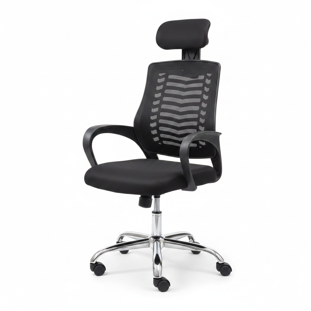 Black Mesh Office Chair with Headrest