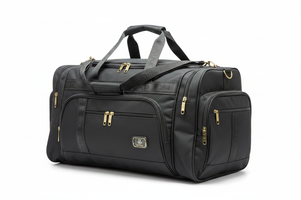 Travel Duffel Bag – Dark Grey with Gold Zippers