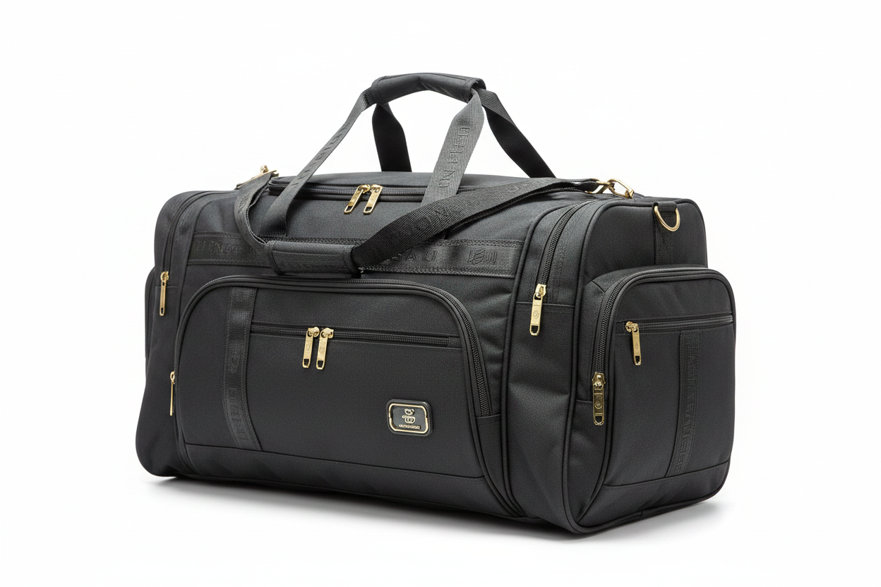 Travel Duffel Bag – Dark Grey with Gold Zippers