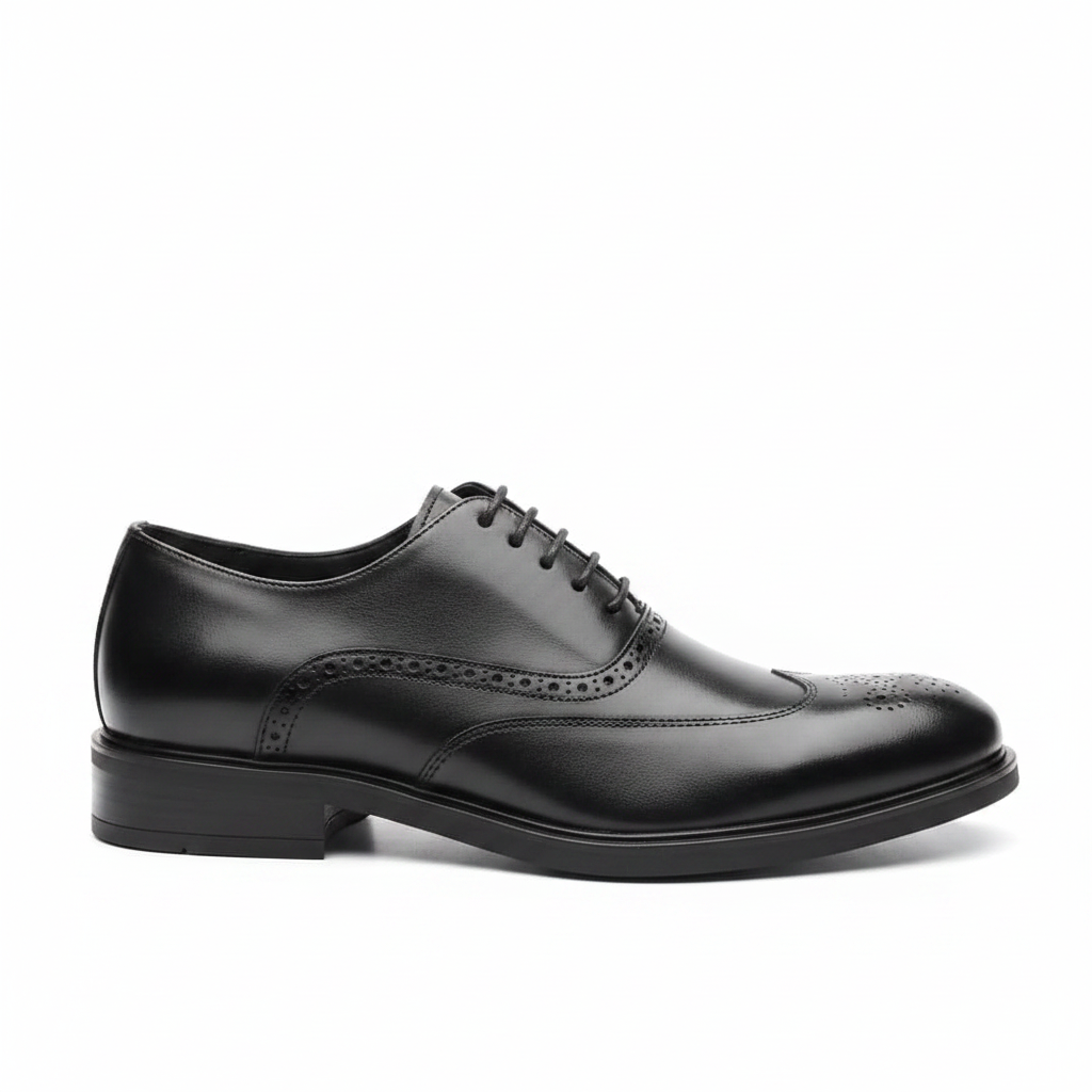 Black Full Brogue Wingtip Oxford Dress Shoe