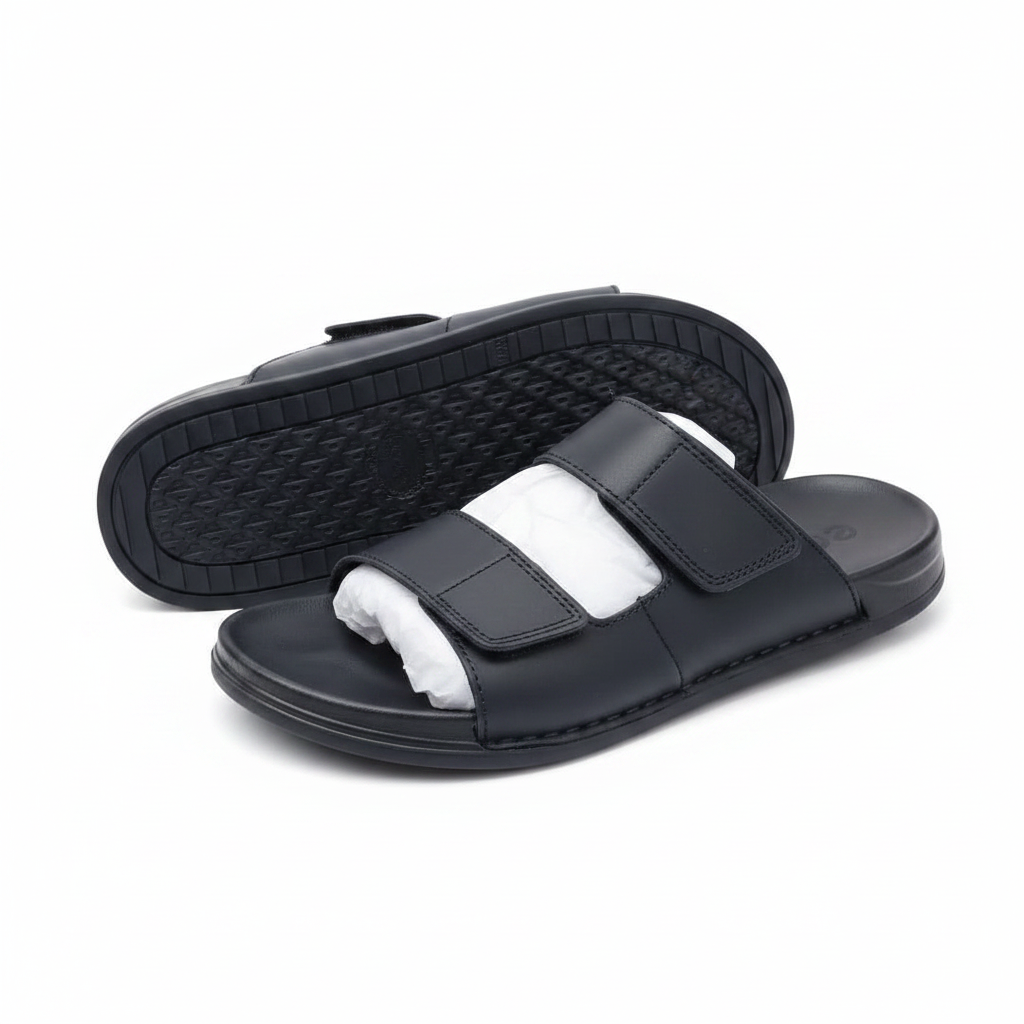 Ecco Men's Double Velcro Strap Slide Sandals