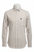 Men's Beige & White Wide Stripe Casual Shirt – Brezzo