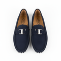 Tod's Navy Blue Suede T-Bar Buckle Loafers