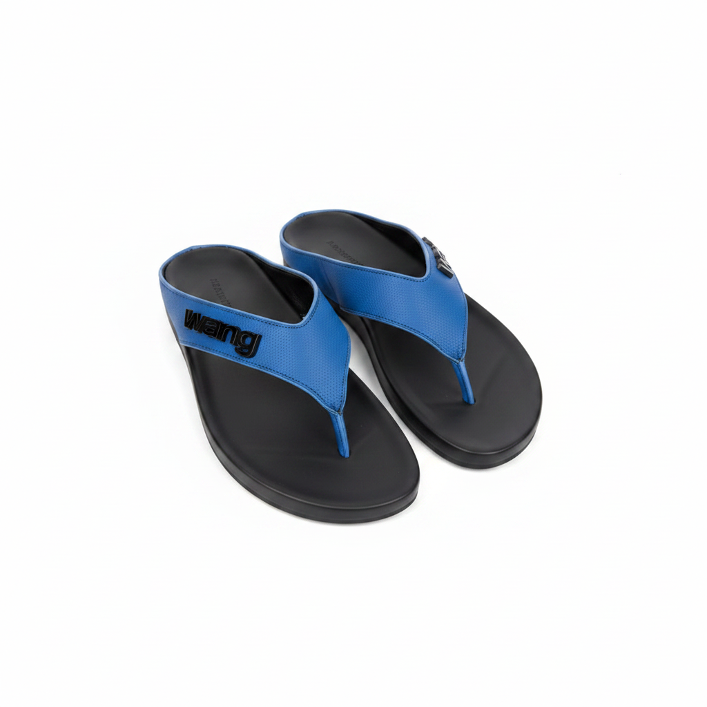 Alexander Wang Blue Leather Thong Flip Flops